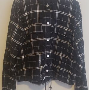 H&M Black and White Button-Up Hoodie